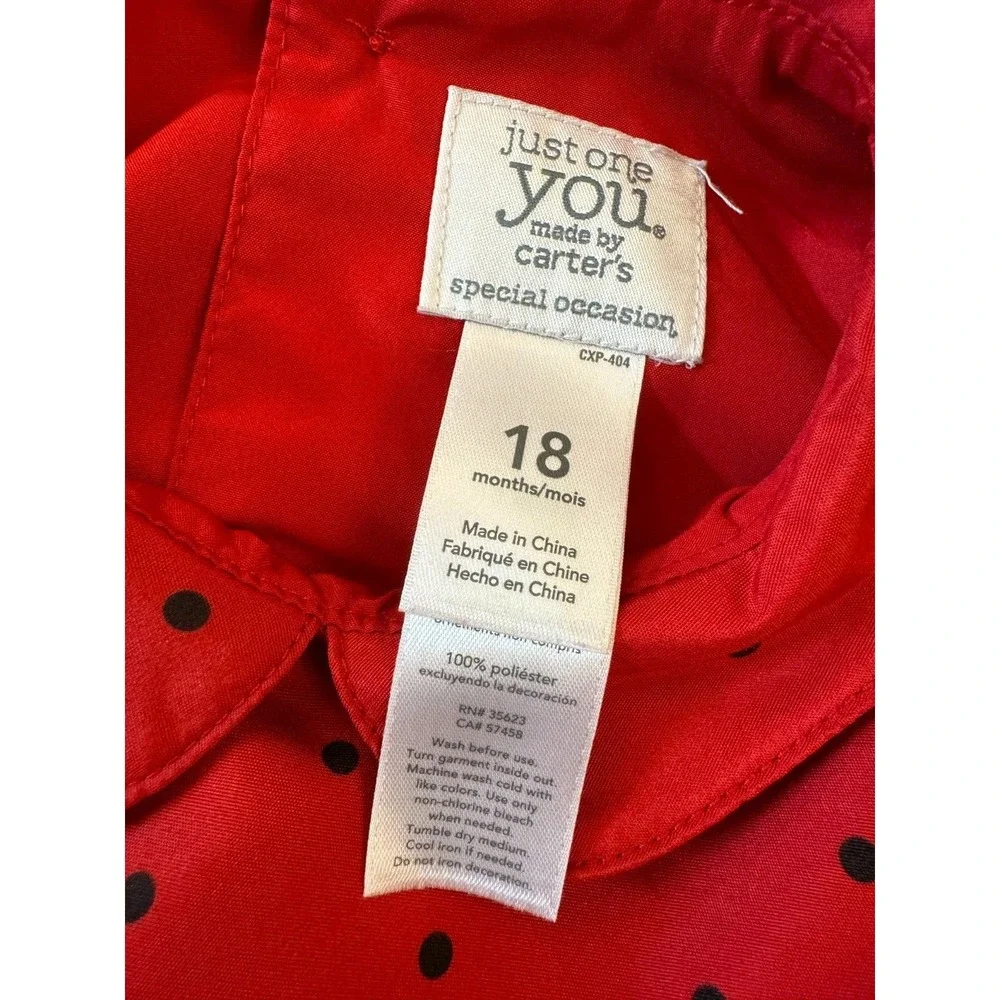 Carters Just One‎ You Baby Girl 18 Months Dress Bloomers Red Special Occasion